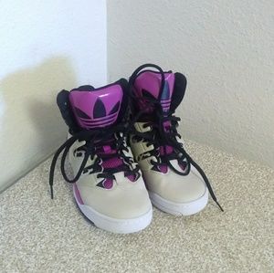 adidas Women's High Top Sneakers in Cream, Pink, Black